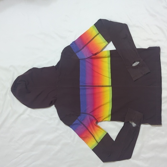 Free People Movement Huddle Printed Hooded Layer, Color Rainbow Brown Size S/P - Picture 4 of 15